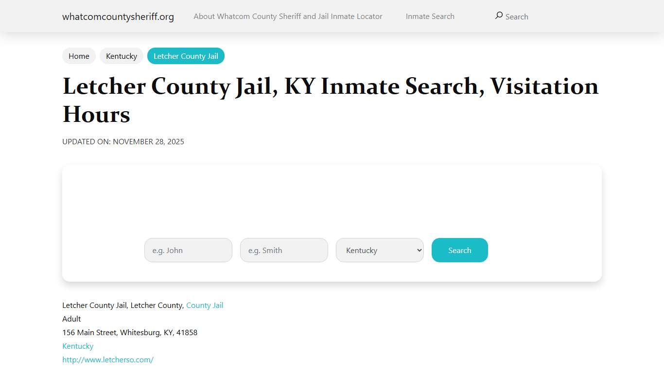 Letcher County Jail, KY Inmate Search, Visitation Hours