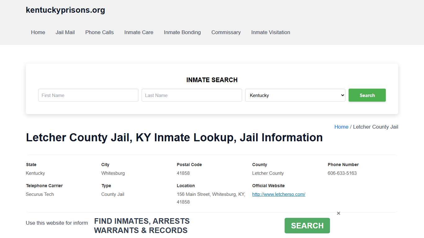Letcher County Jail, KY - Offender Locator, Contacts, Inmate Info