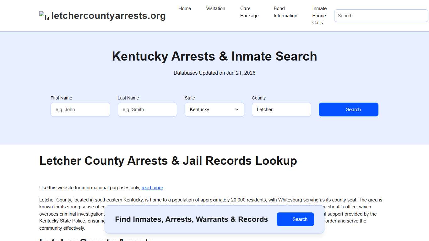 Letcher County, KY Arrests, Warrants, Police Records Search
